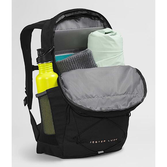 NWT The North Face Women's Jester Luxe Backpack TNF Black/Burnt Coral Metallic - Picture 2 of 7